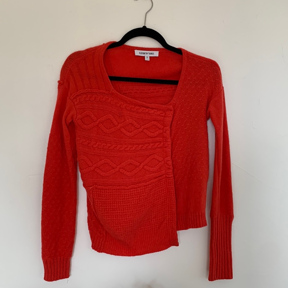 Elisabeth and James Cable Knit Asymmetrical Cardigan